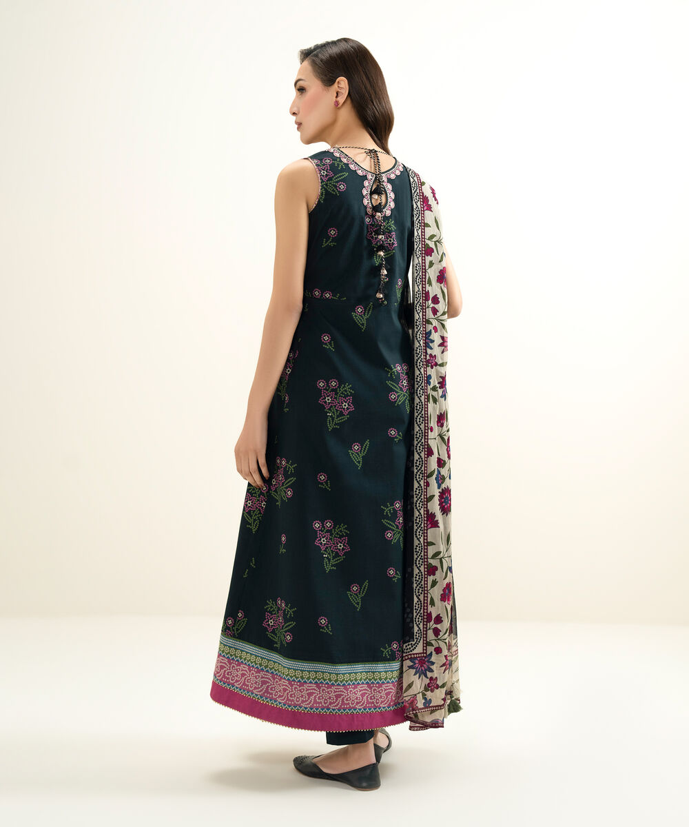 Women's Unstitched Lawn Embroidered Black 3 Piece Suit