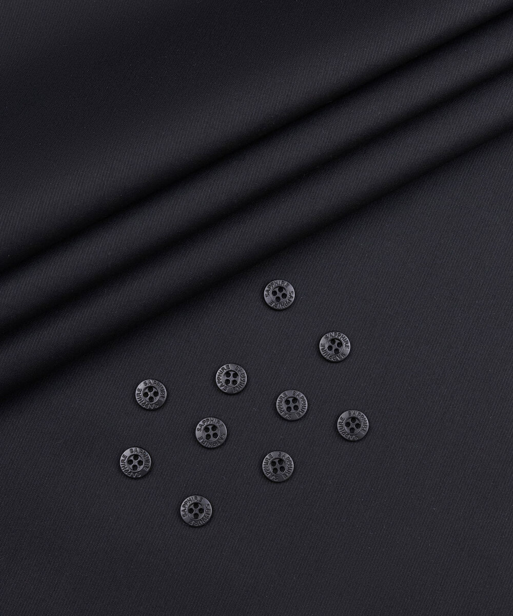 Men's Unstitched Two-Piece Black  Premium Cotton Dobby Suit