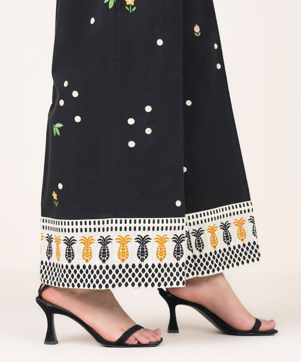 Women's RTW Khaddar Printed Black Culottes