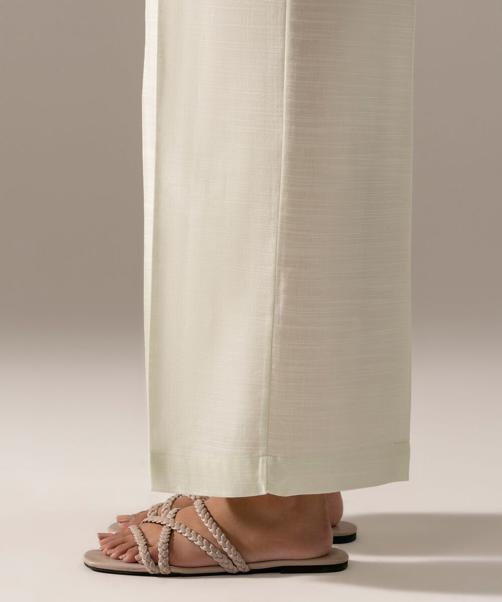 Women's RTW Khaddar Solid Off White Culottes