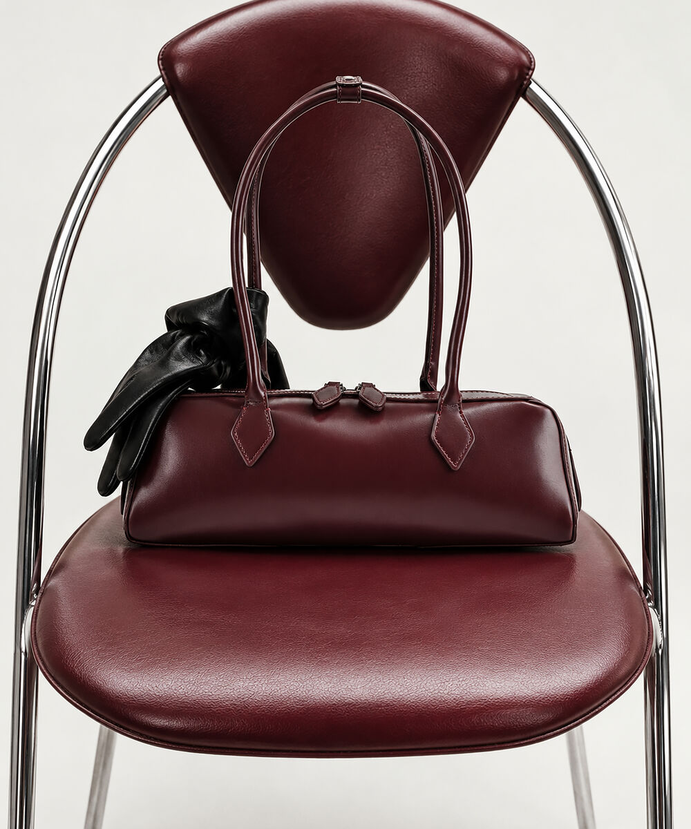 Women's Maroon Structured Shoulder Bag