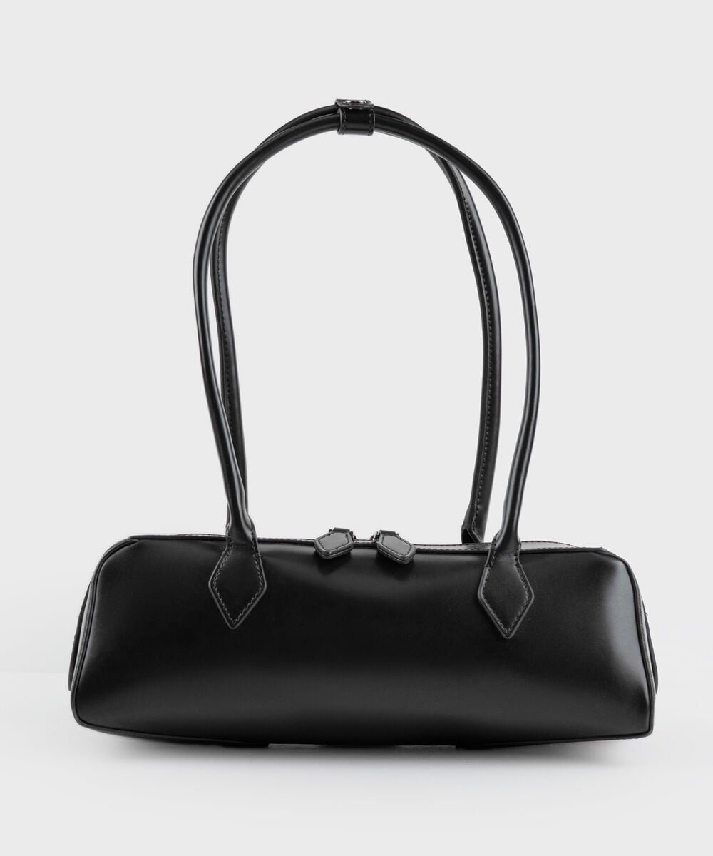 Women's Black Structured Shoulder Bag