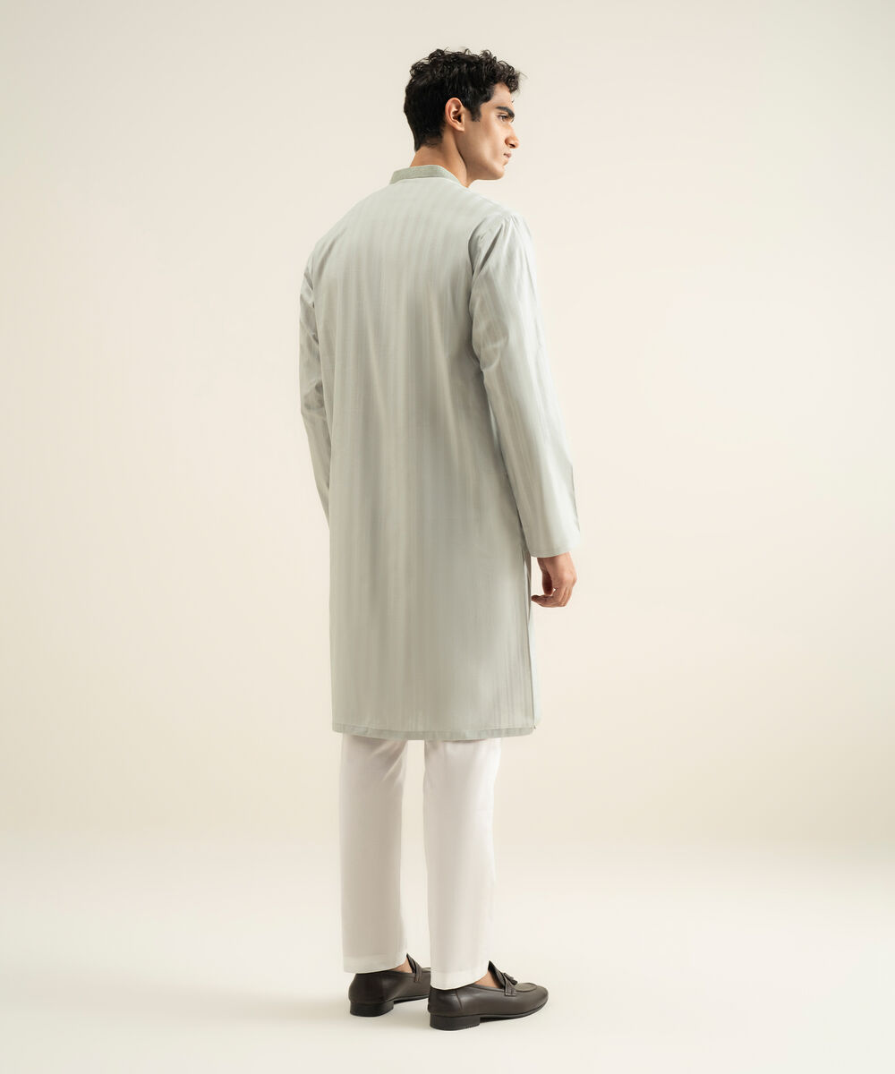 Men's light grey Leno Jacquard Kurta