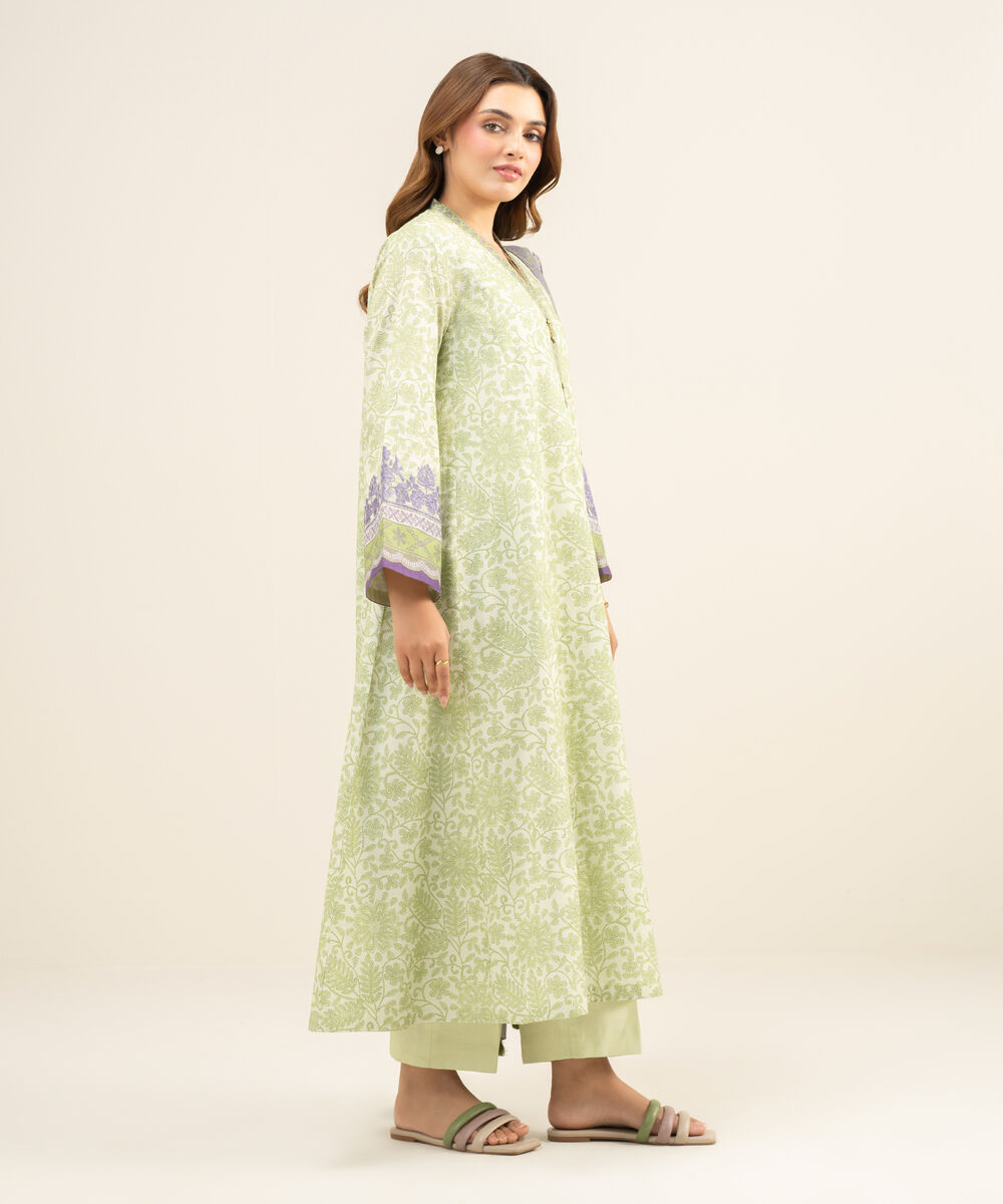 Women's Unstitched Lawn Embroidered Green 3 Piece Suit