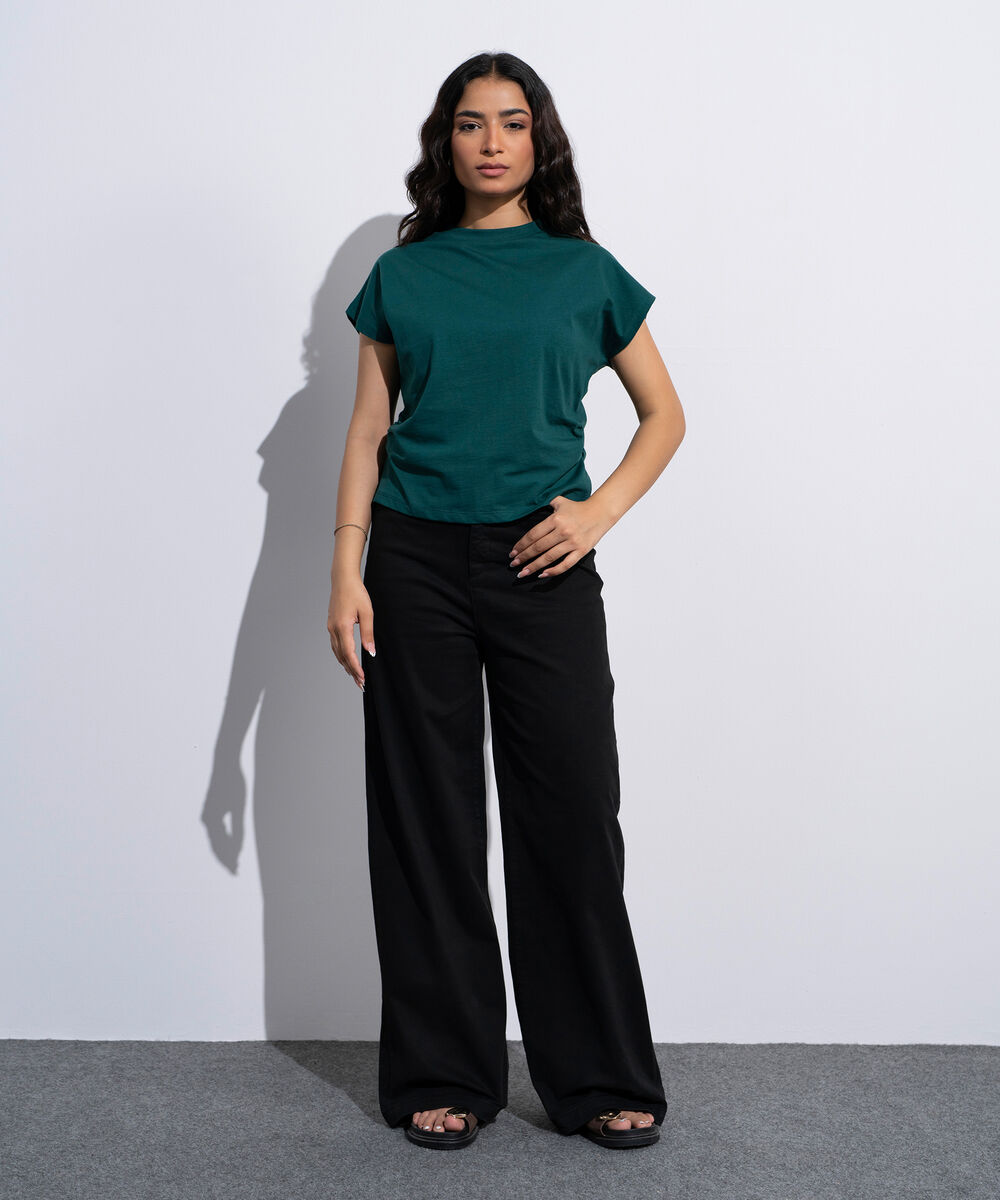Women's Green Cinched Waist T-Shirt