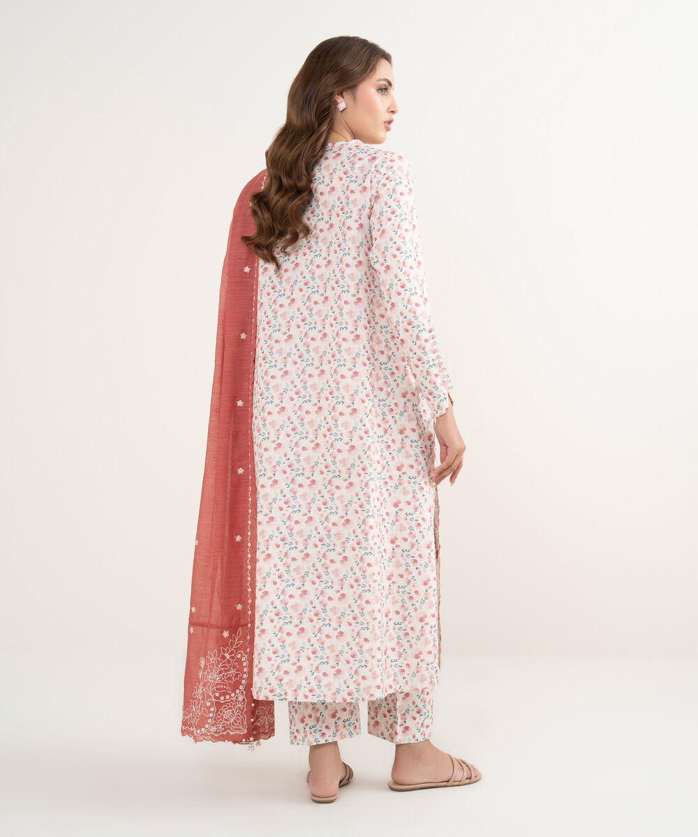 Women's Unstitched Zari Lawn Embroidered Multi 3 Piece Suit