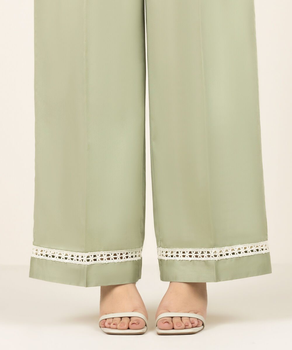 Women's RTW Cambric Solid Green Culottes
