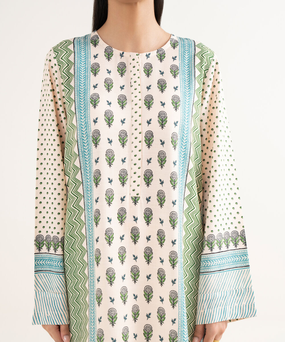 Women's RTW Cotton Printed A-Line Multi Shirt