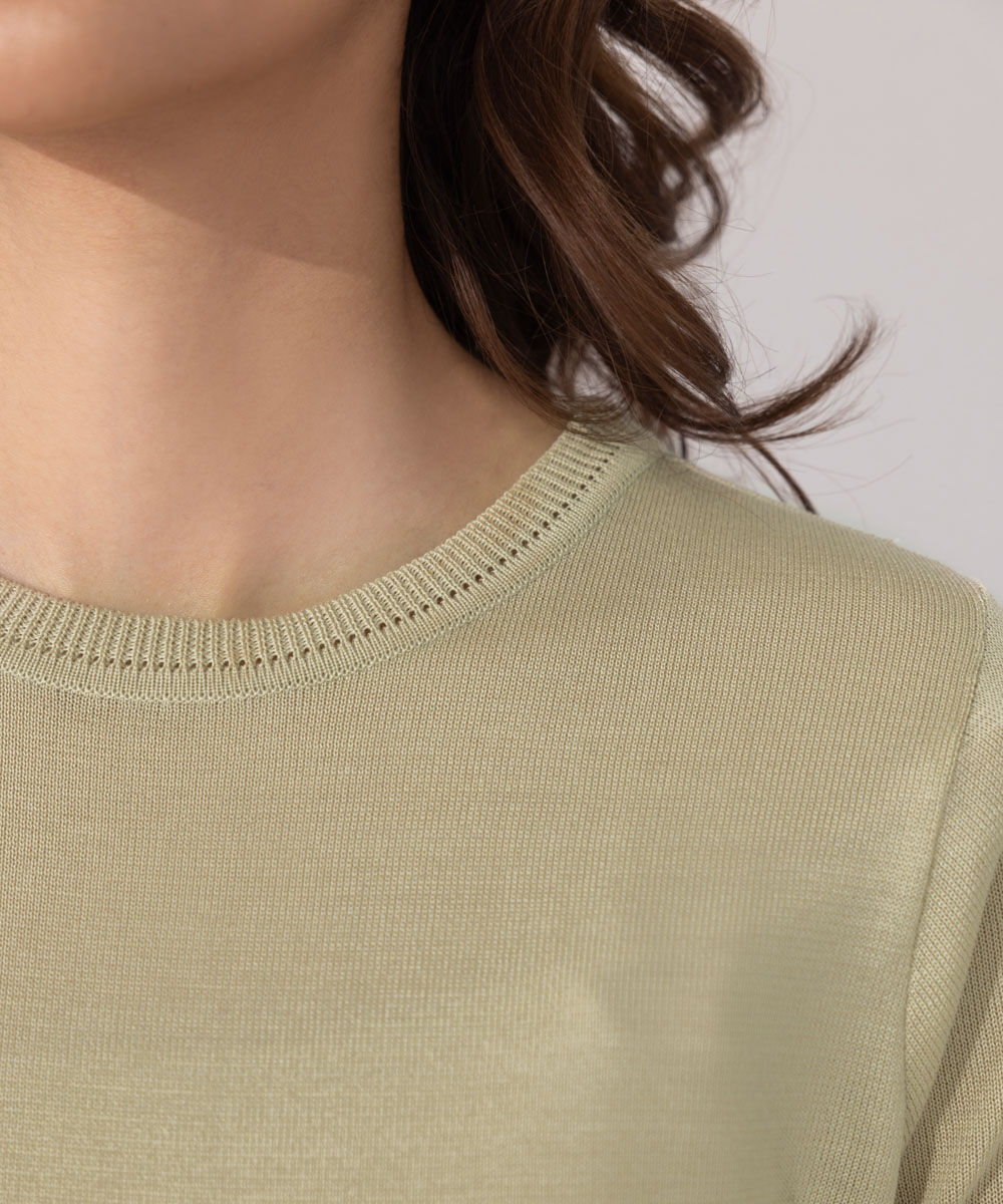 Women's Western Wear Beige Light Weight Knitted Top