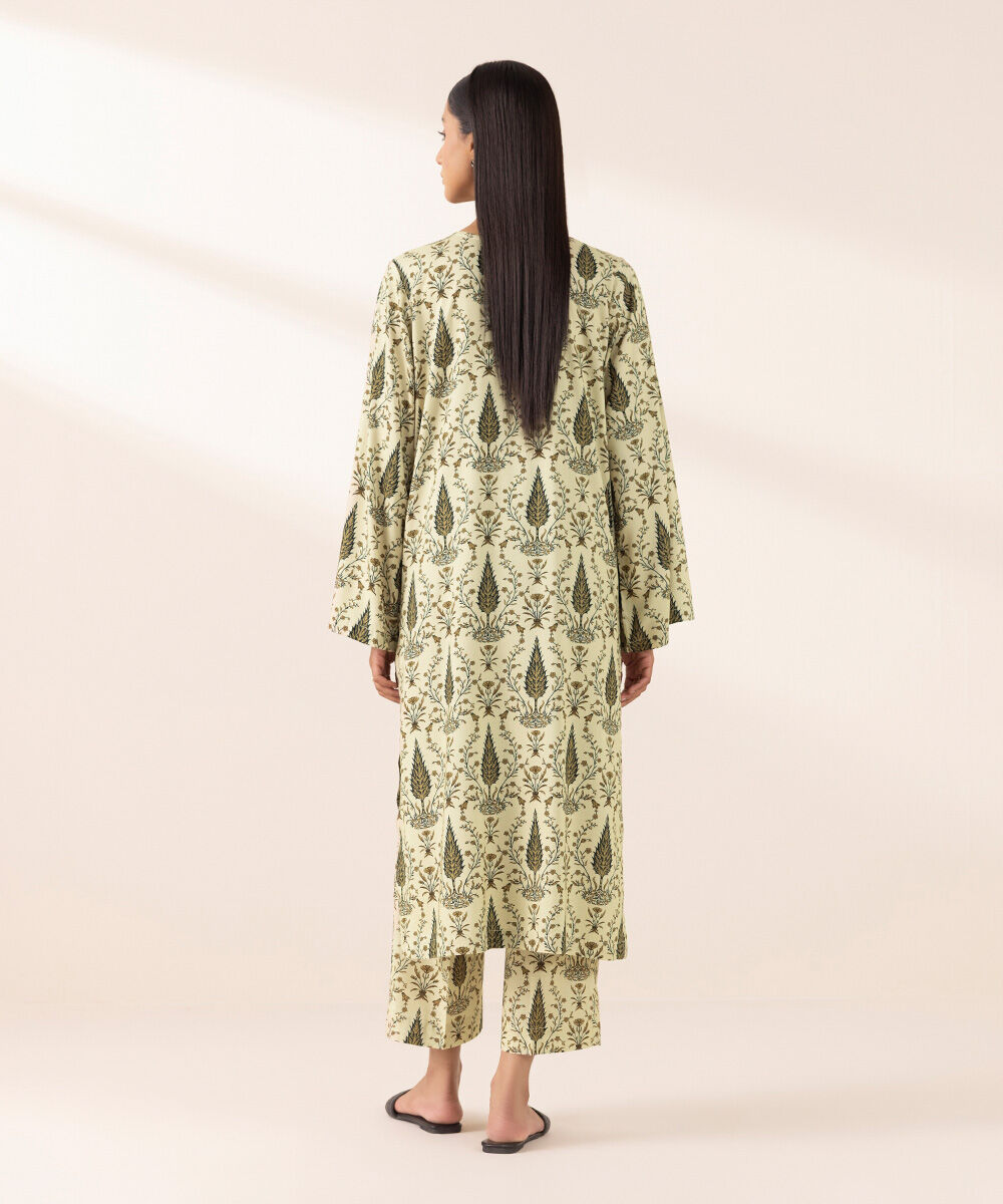 Women's Pret Arabic Lawn Beige Printed Straight Shirt