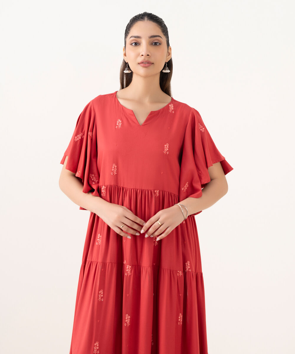 Women's RTW Cambric Pink Dyed Tier Shirt