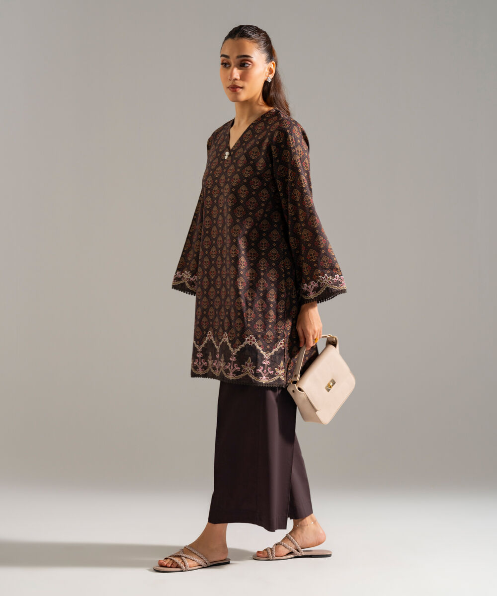 Women's RTW Lawn Embroidered Brown 2 Piece Suit