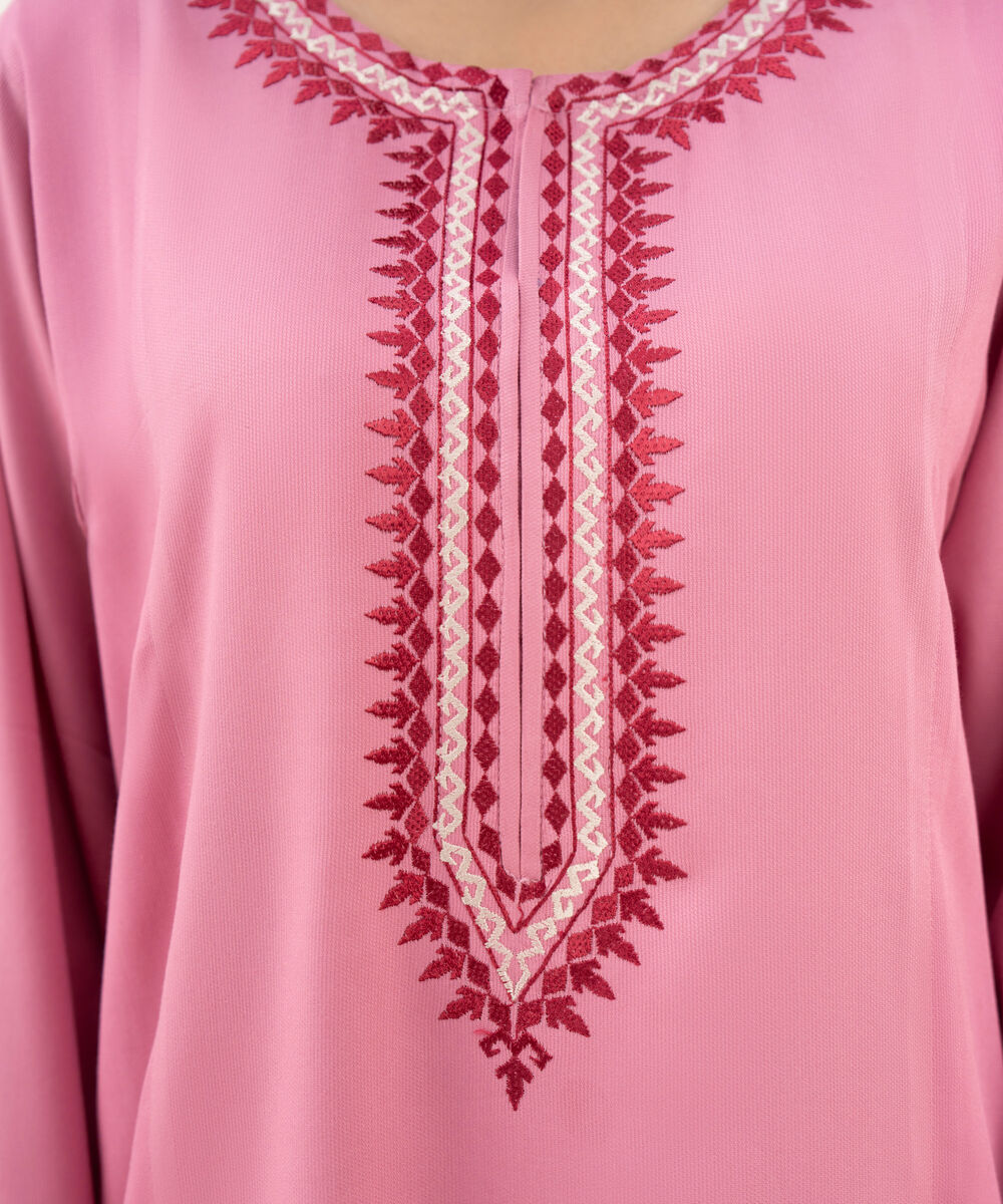 Women's RTW Bedford Embroidered Straight Pink Shirt