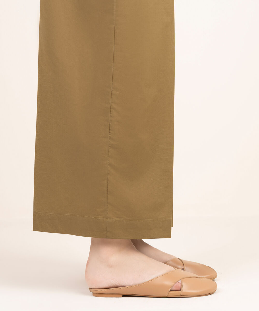 Women's RTW Cambric Solid Brown Culottes