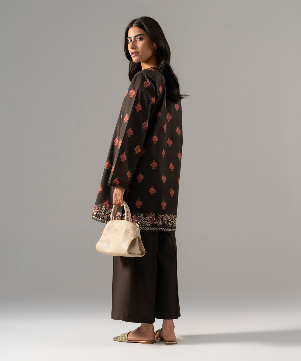 Women's RTW Lawn Embroidered Brown 2 Piece Suit