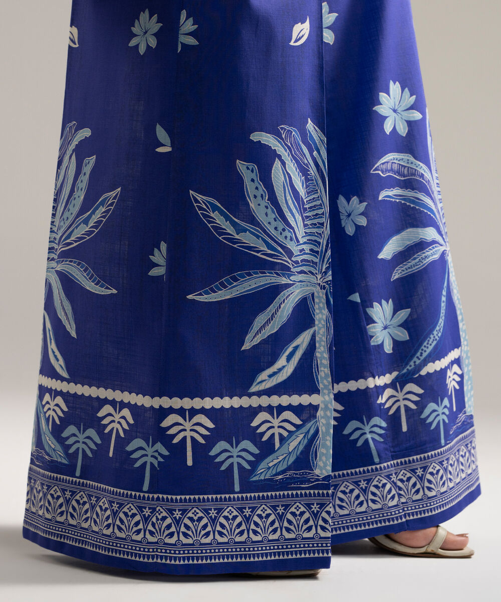 Women's RTW Cross Hatch Printed Blue Flared Pants
