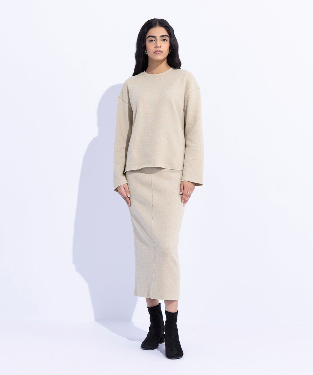 Woman - Off White Ribbed T-Shirt