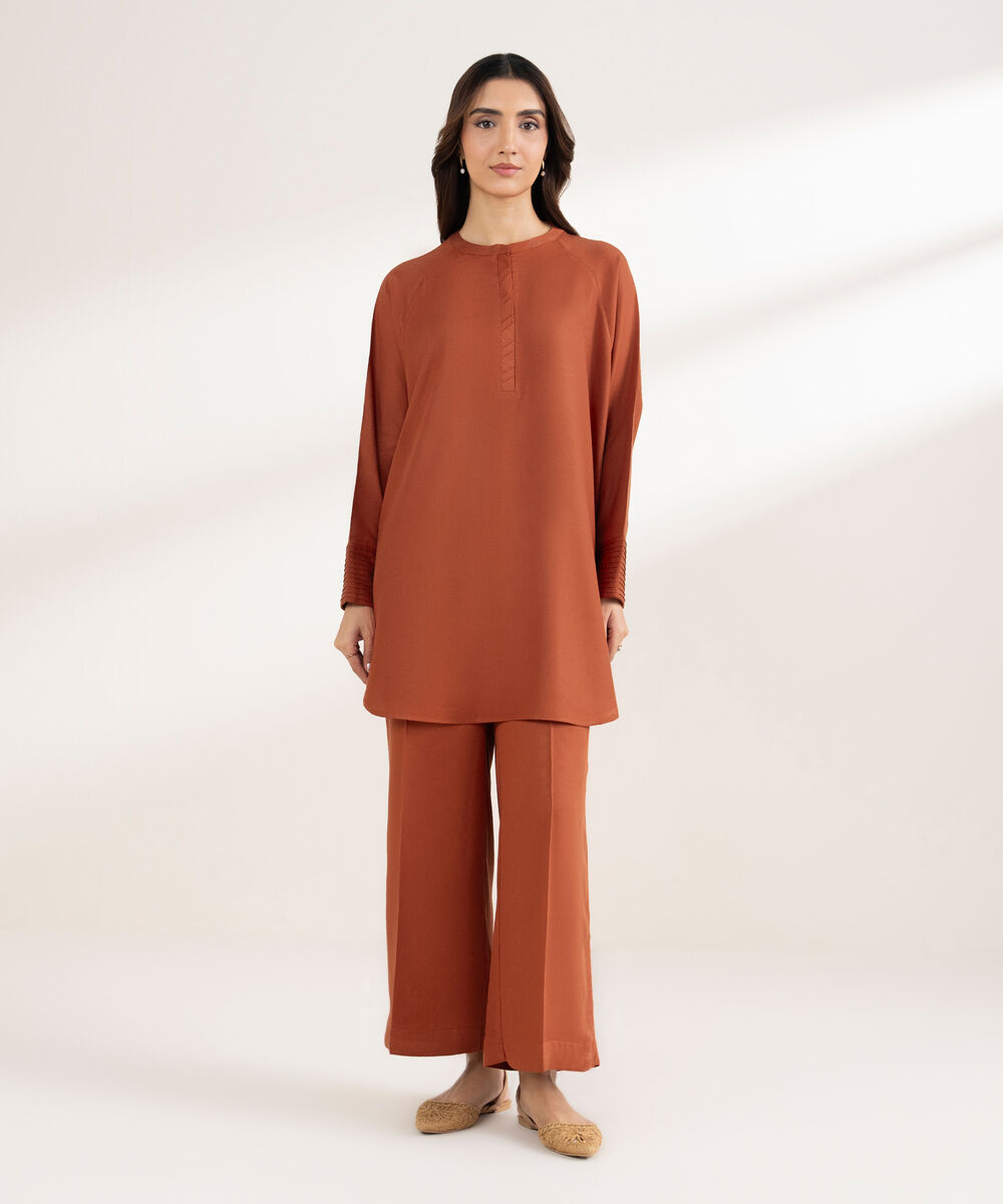 Women's RTW Bedford Solid Straight Rust Shirt