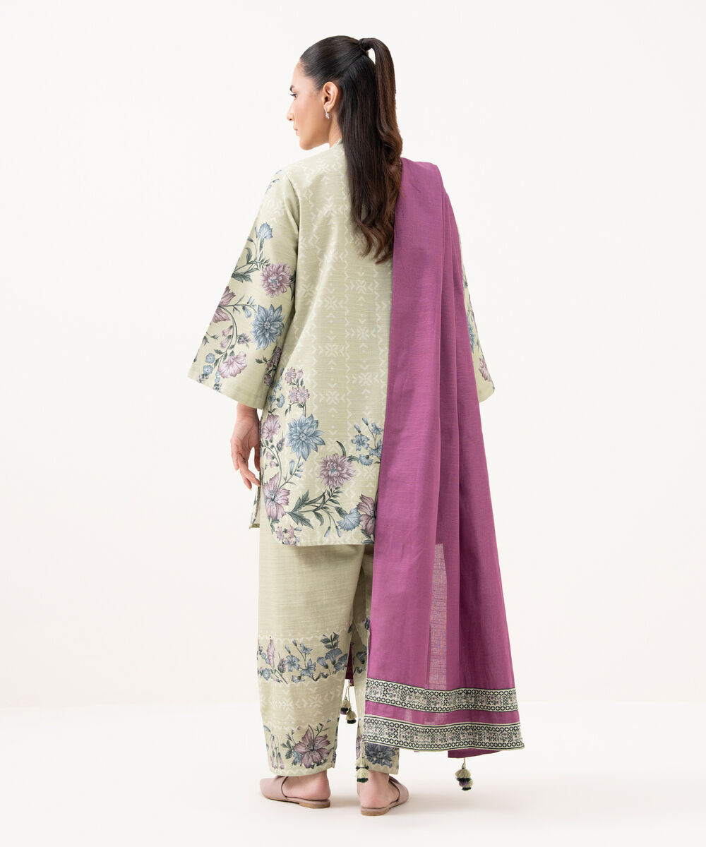 Women's Unstitched Cotton Printed Multi 3 Piece Suit