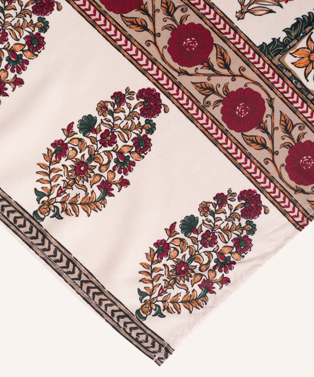 Linen Viscose Printed Off White Dupatta