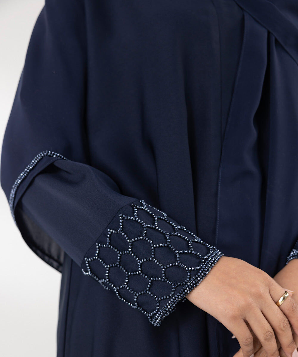 Woman - Blue Hand Embellished Abaya Set