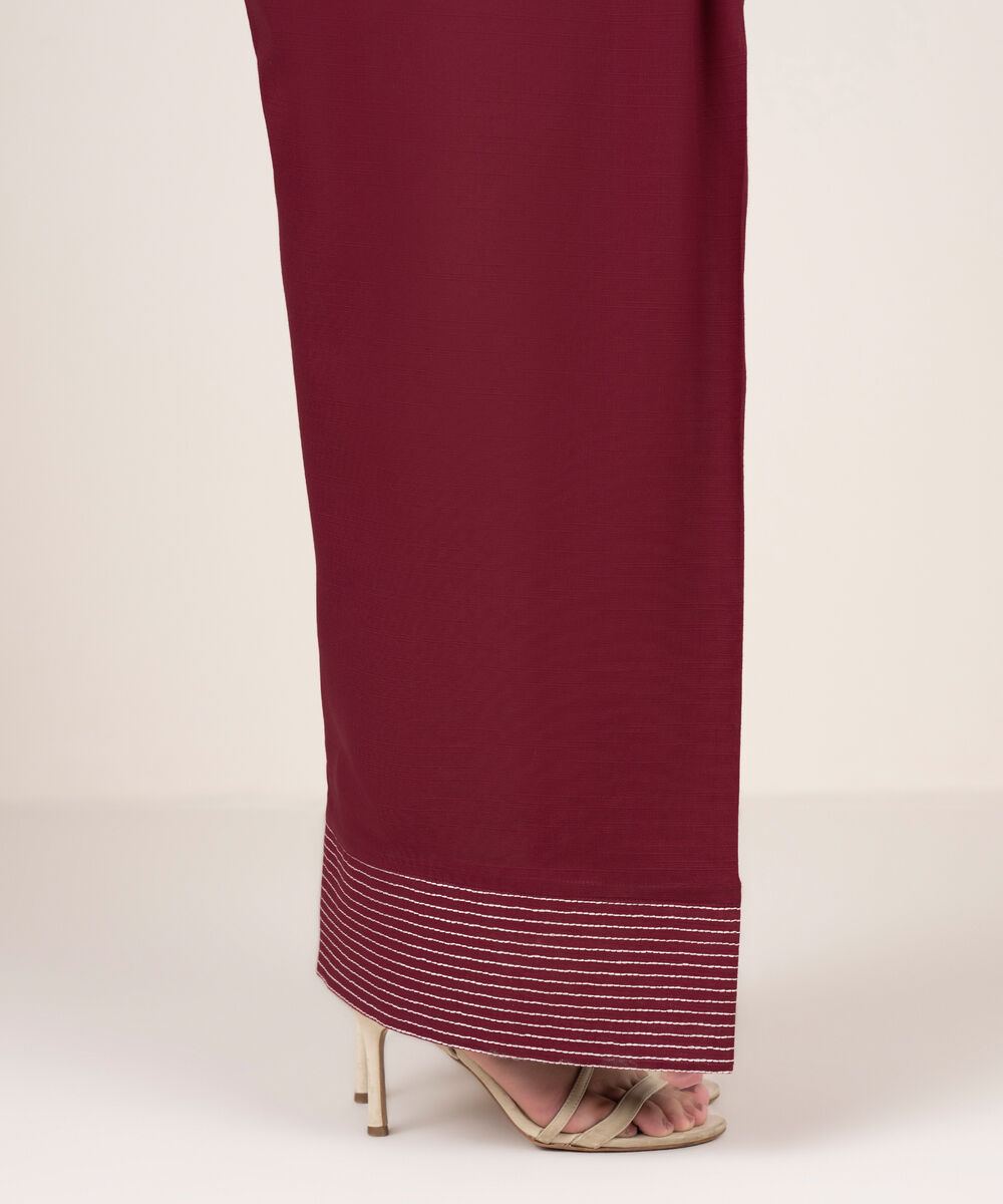 Women's RTW Light Khaddar Embroidered Maroon Shalwar