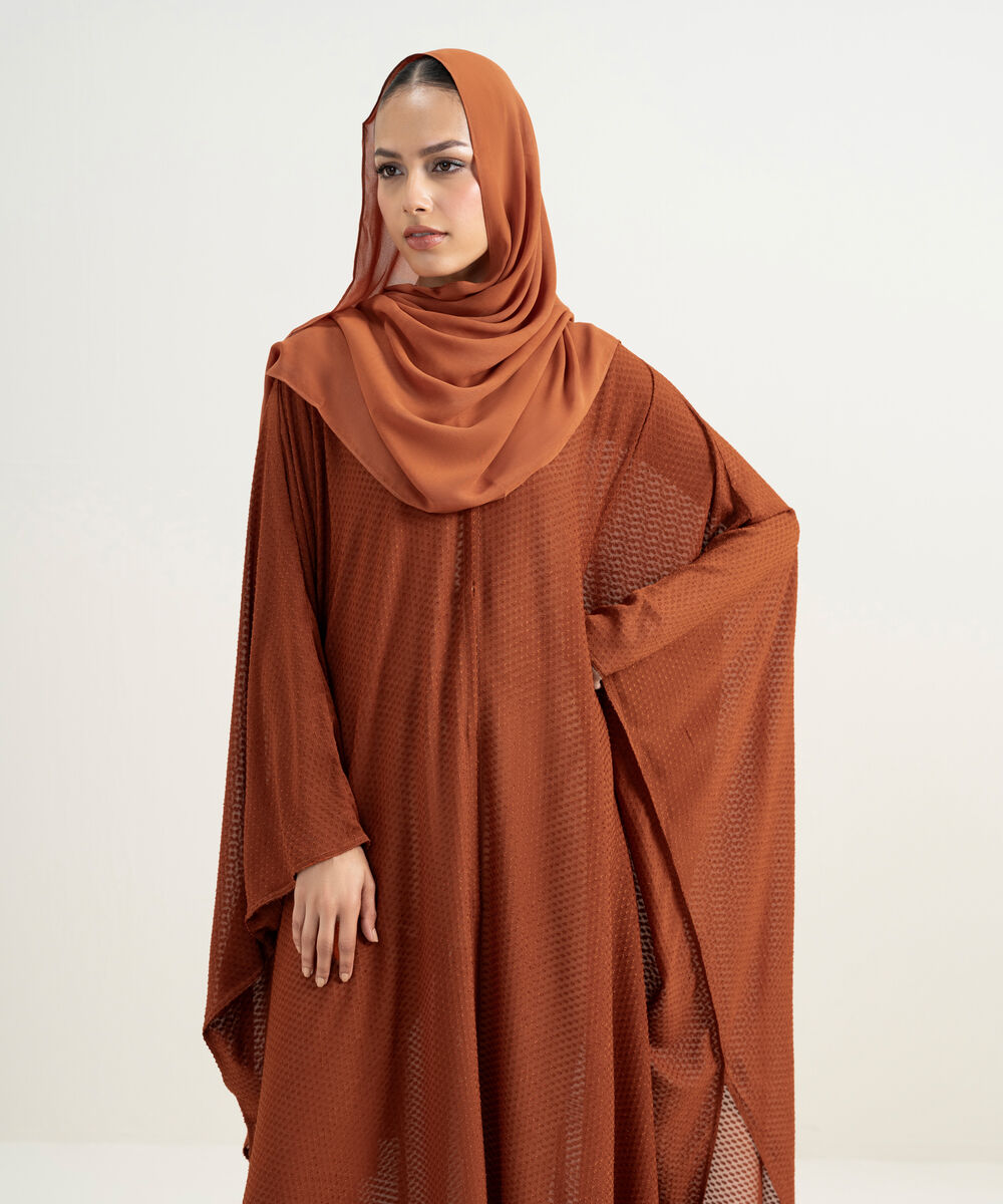 Women's Rust Kaftan Abaya Set