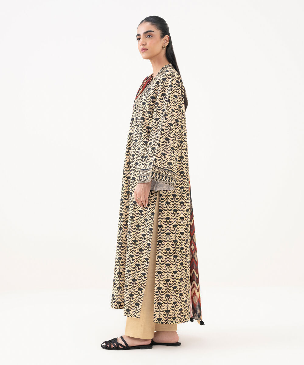 Women's Unstitched Khaddar Printed Multi 3 Piece Suit