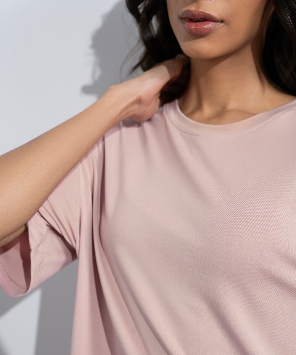 Women's Pink Flowing Loose Fit T-Shirt
