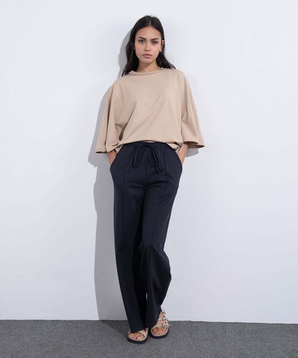 Women's Western Wear Black Pull On Summer Terry Trousers