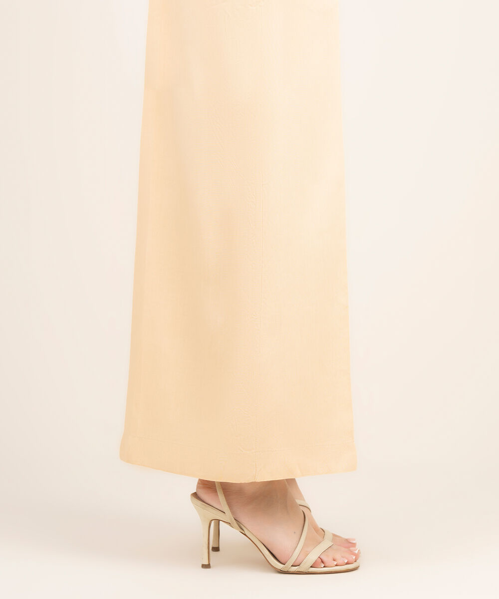 Women's RTW Viscose Linen Solid Off White Flared Pants