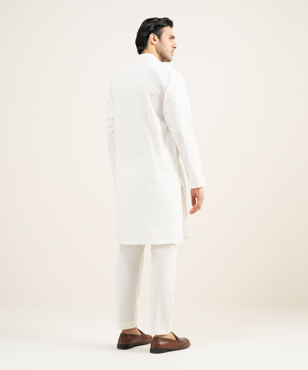 Men's Stitched Premium Cotton Off White Kurta