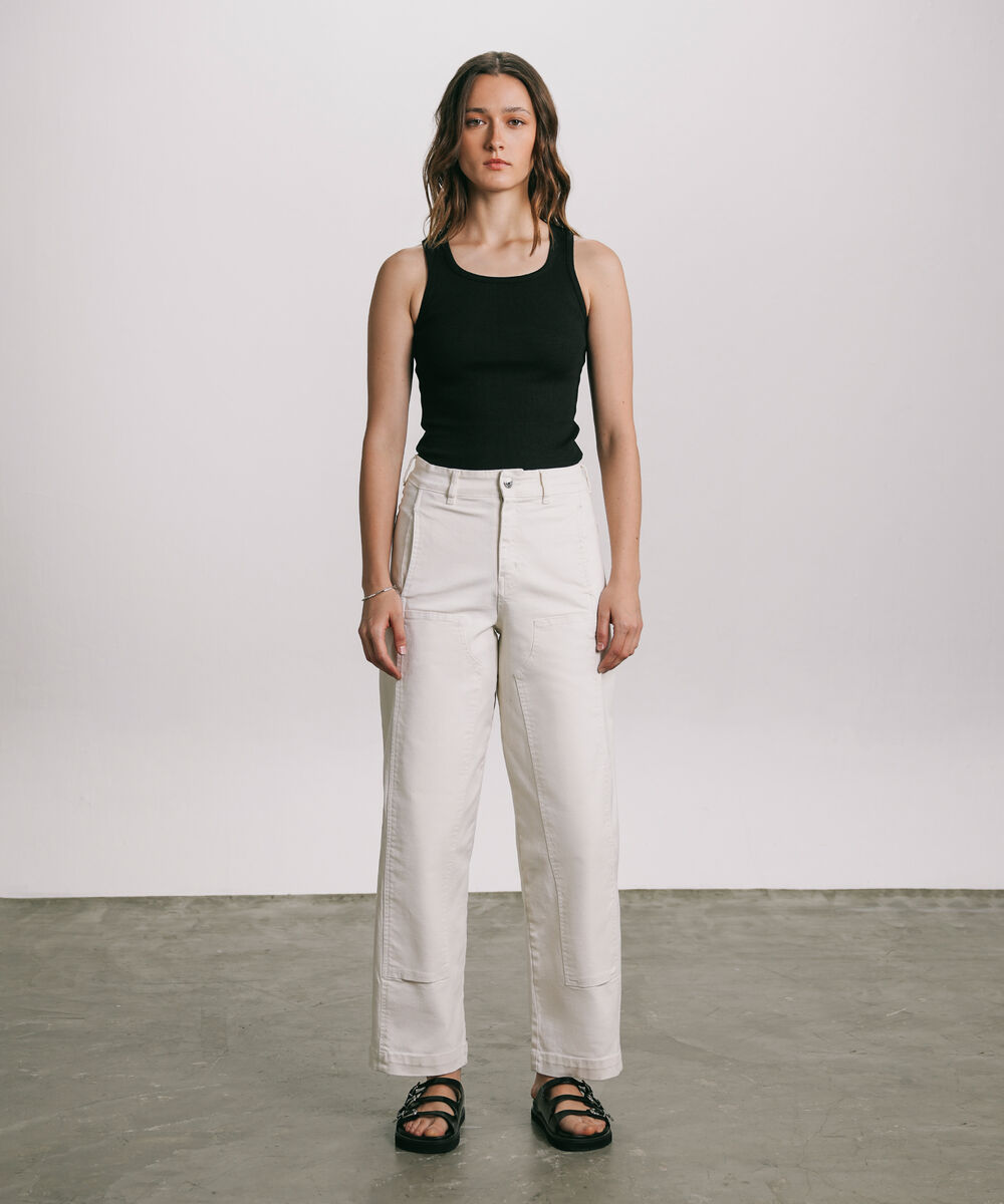 Women's Western Wear White Barrel Carpenter Pants