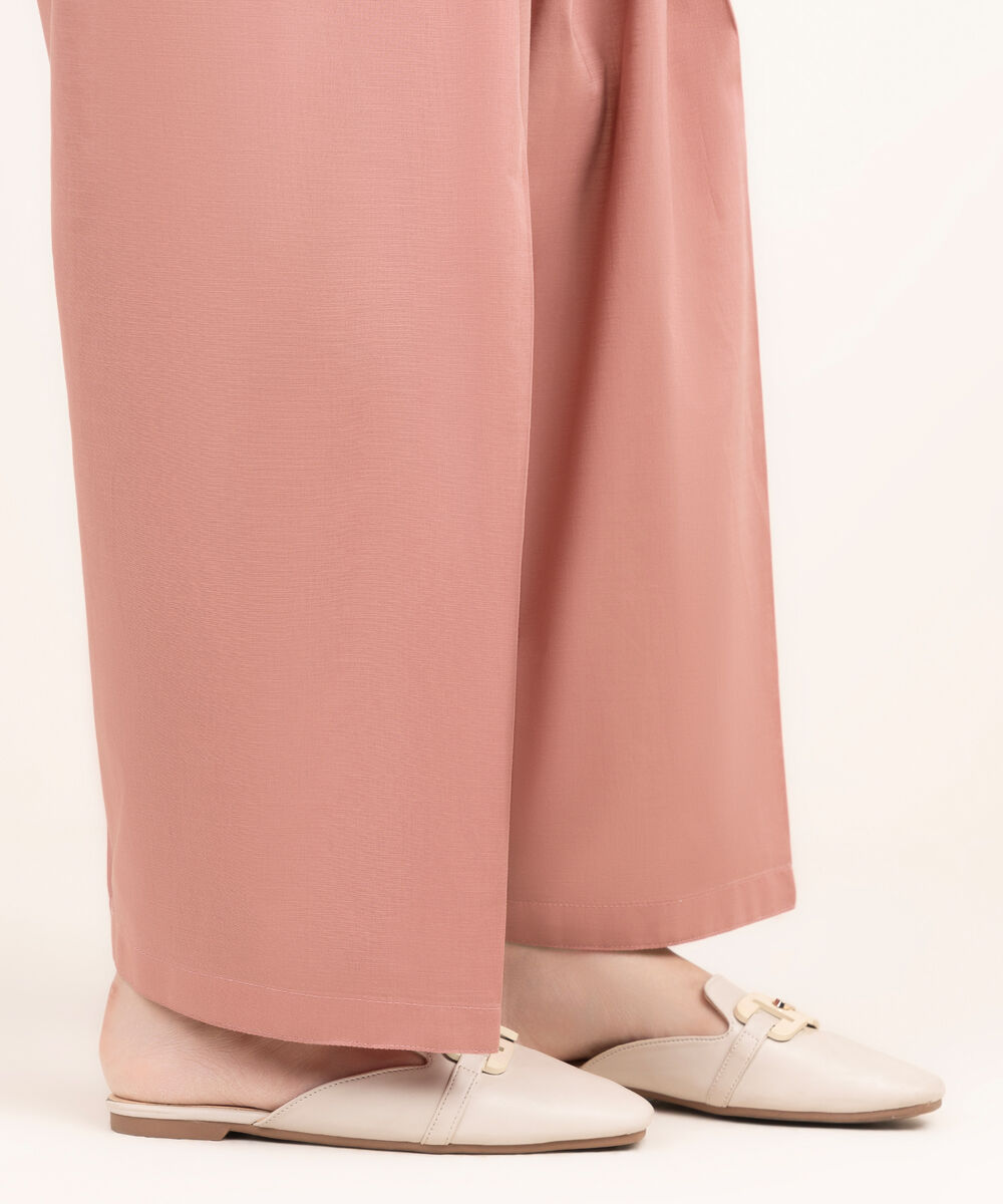 Women's RTW Khaddar Solid Pink Shalwar