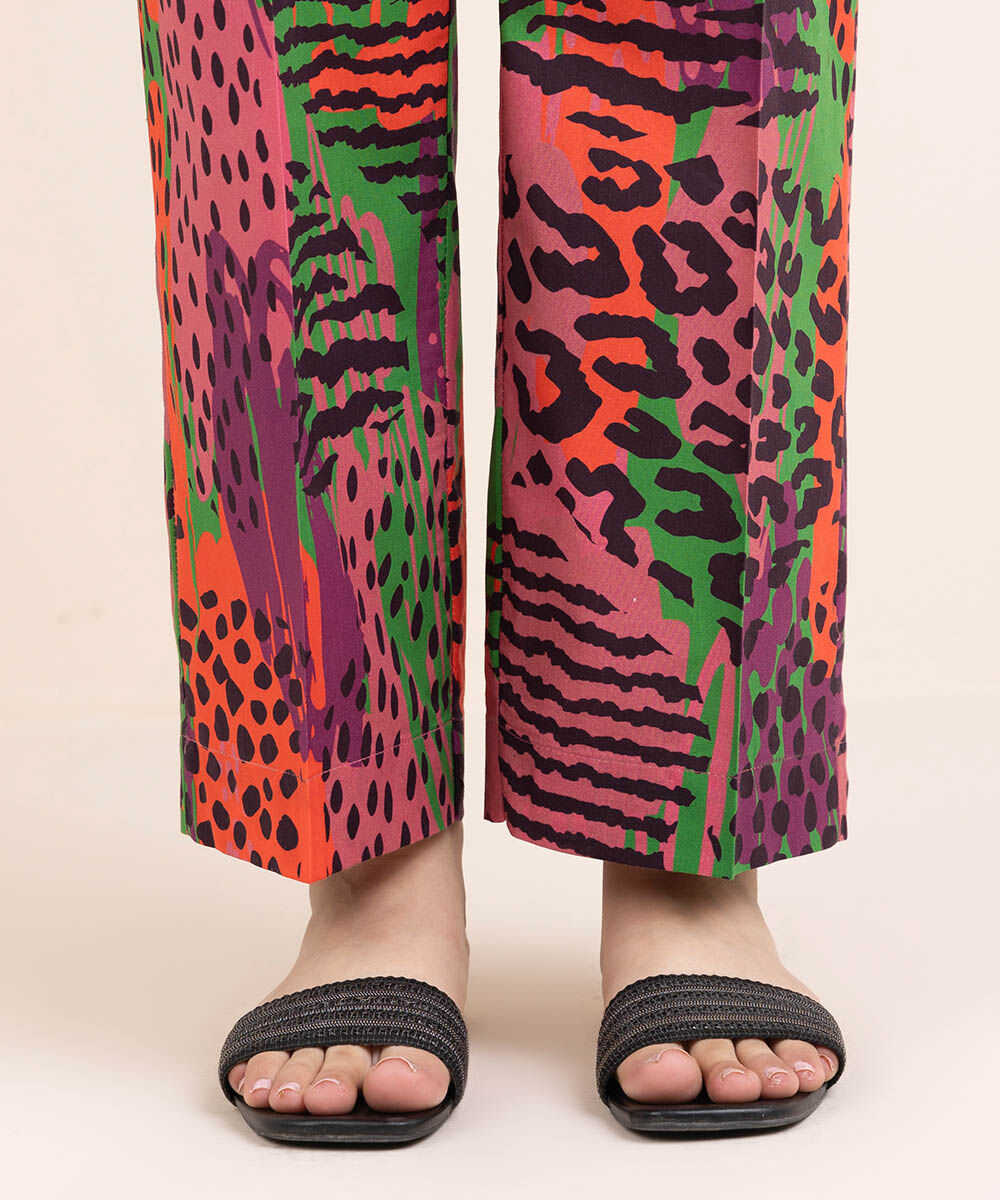 Woman - Multi Printed Cambric Straight Pants