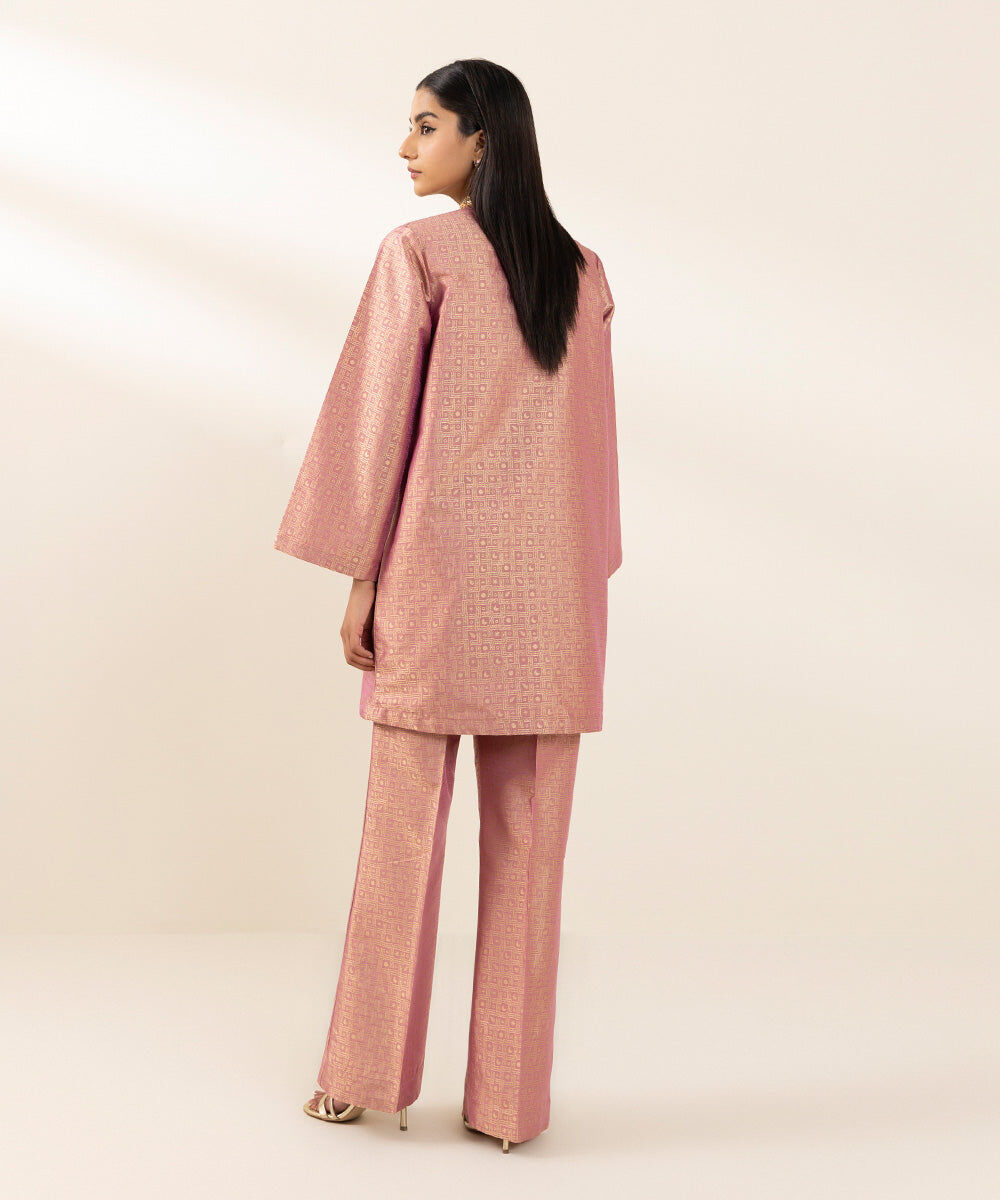 Women's Pret Blended Jacquard Light Mauve Front Open Jacket