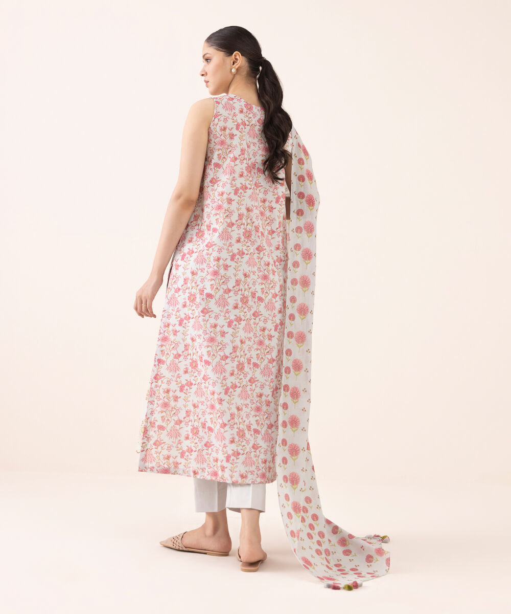 Women's Unstitched Cotton Embroidered Multi Three Piece Suit