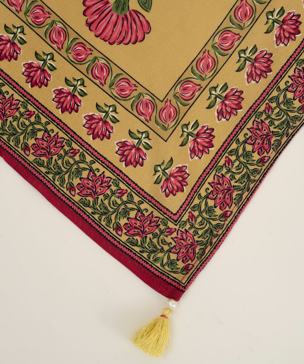 Linen Viscose Printed Pale Yellow Dupatta