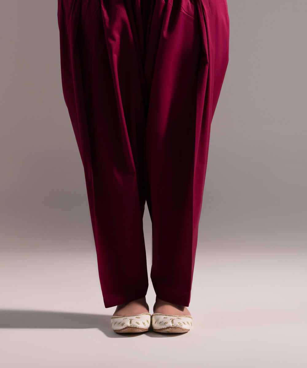 Women's RTW Cambric Solid Purple Shalwar