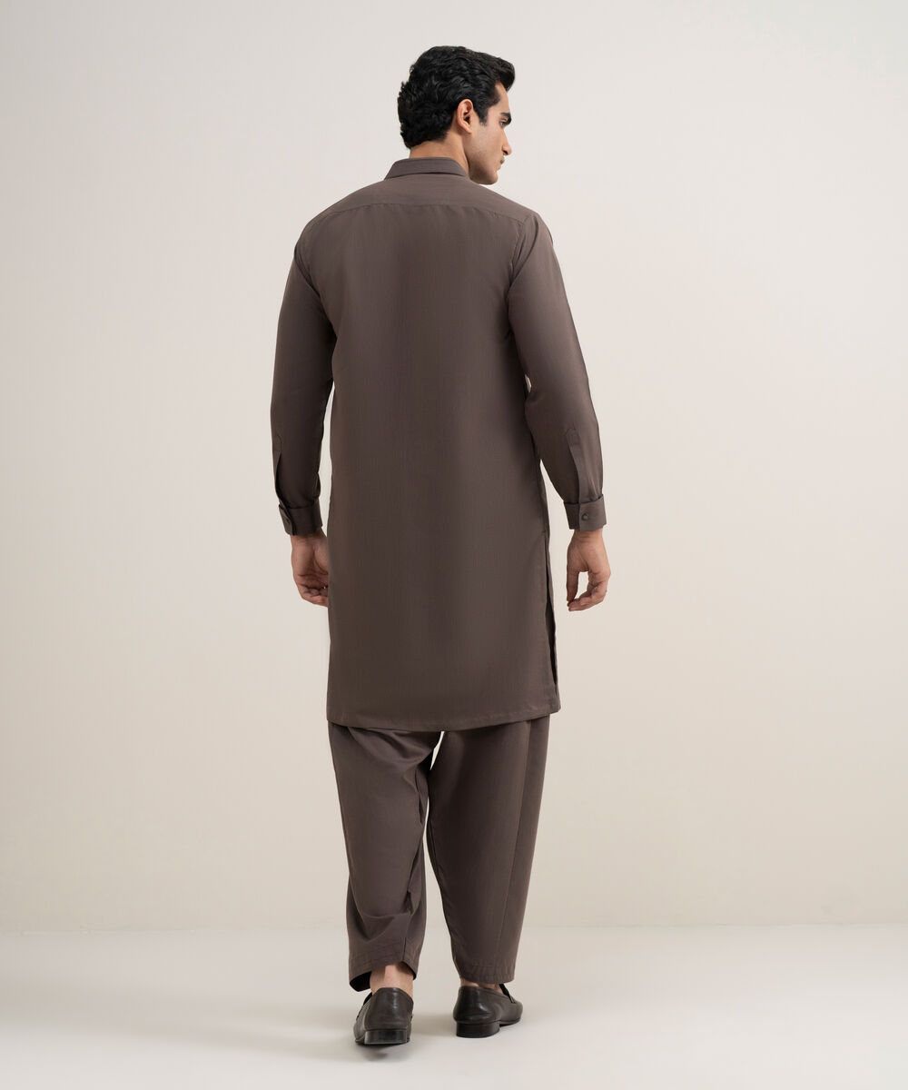 Men's Stitched Luxury Wash and Wear Brown Suit
