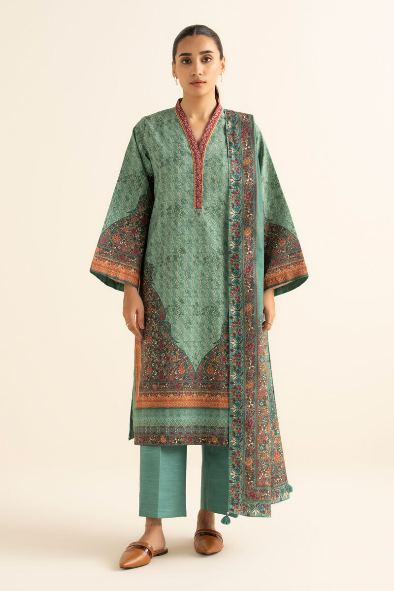 3 Piece - Printed Khaddar Suit