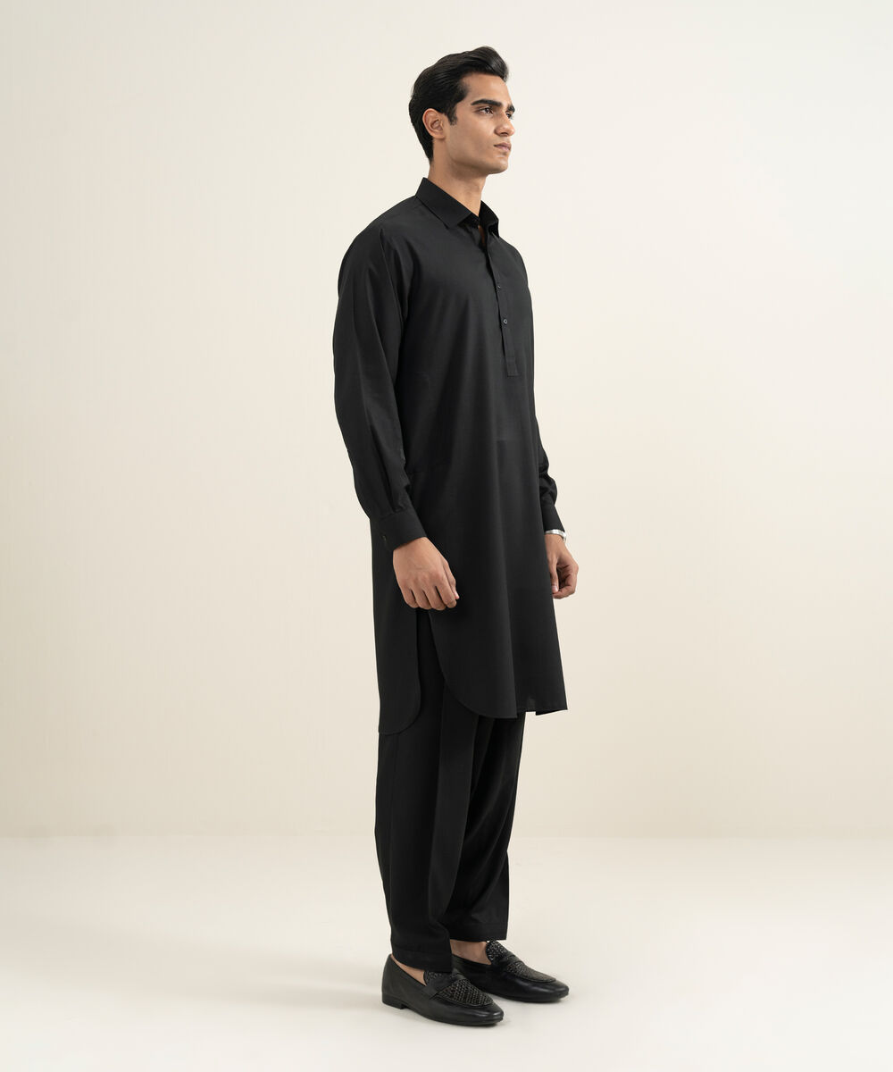 Men's Stitched Black Kameez Shalwar