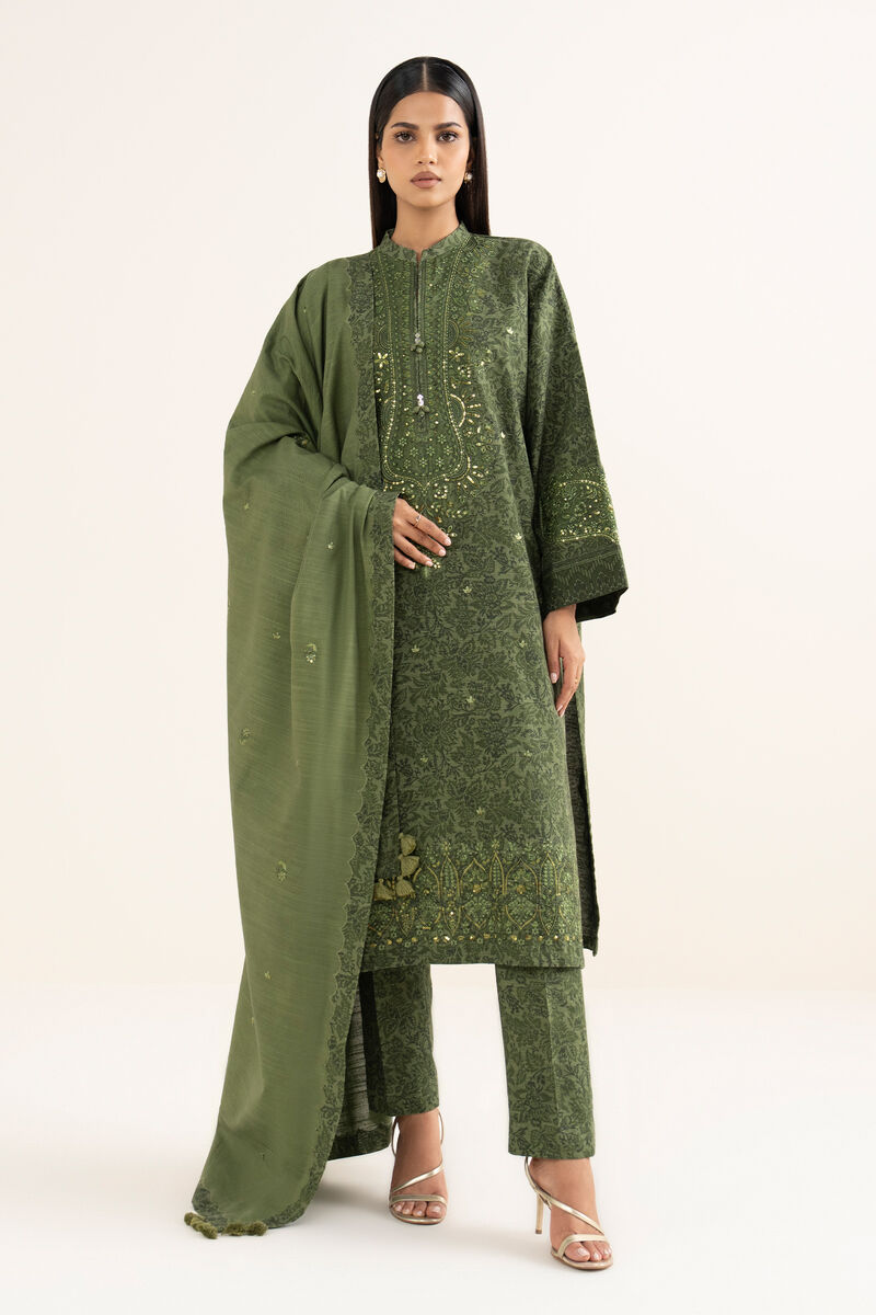 3 Piece - Embroidered Cotton  Suit