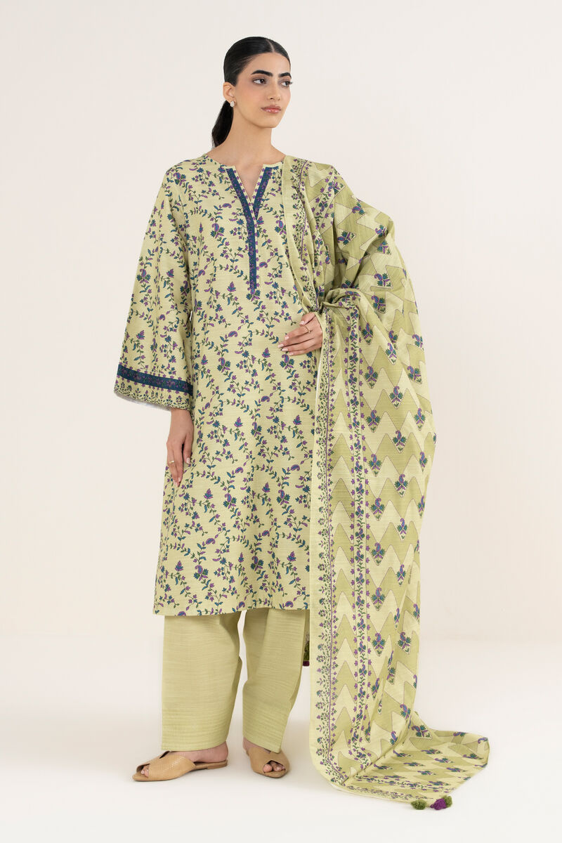 3 Piece - Printed Khaddar Suit