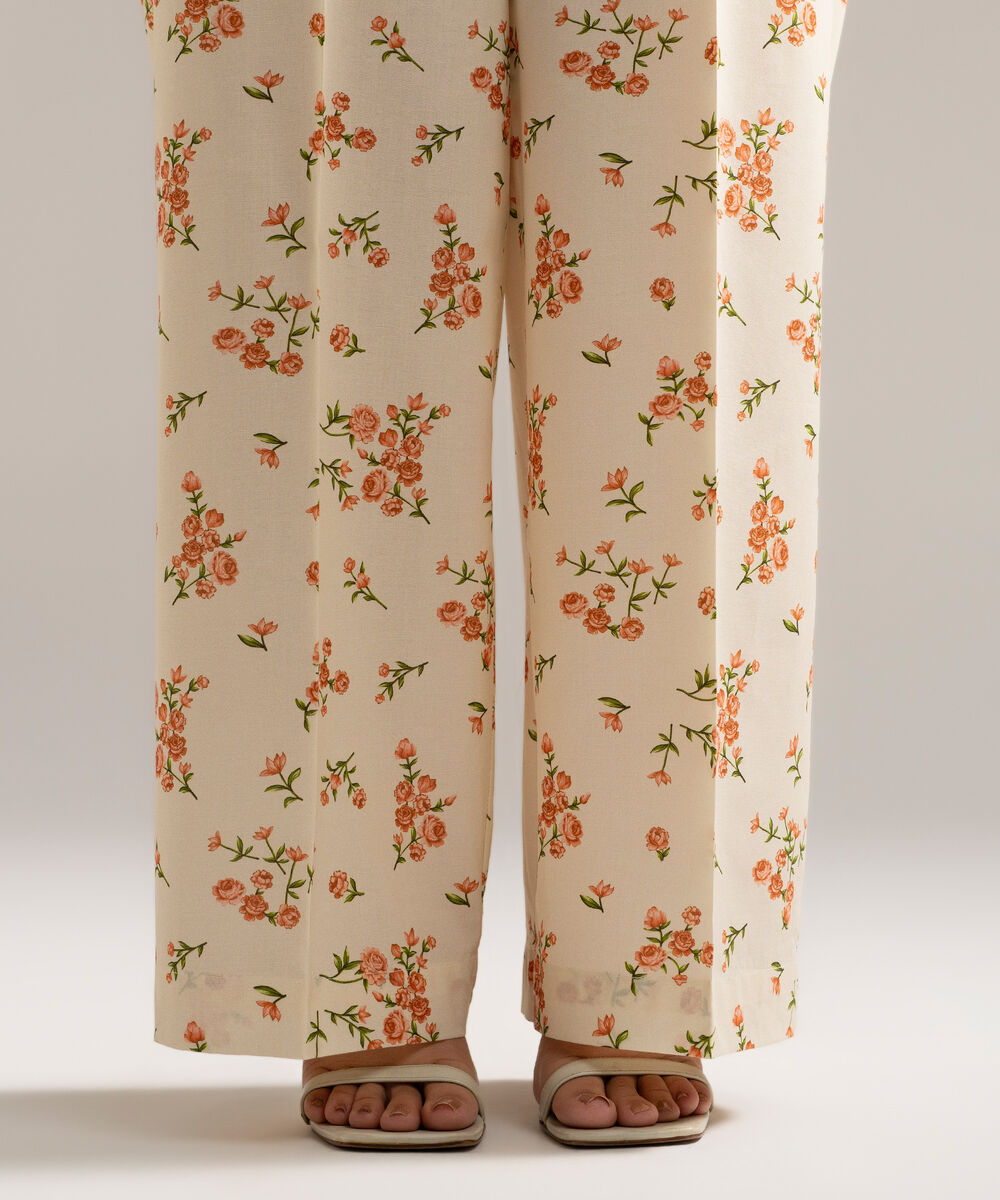 Women's RTW Cambric Printed Off White Culottes