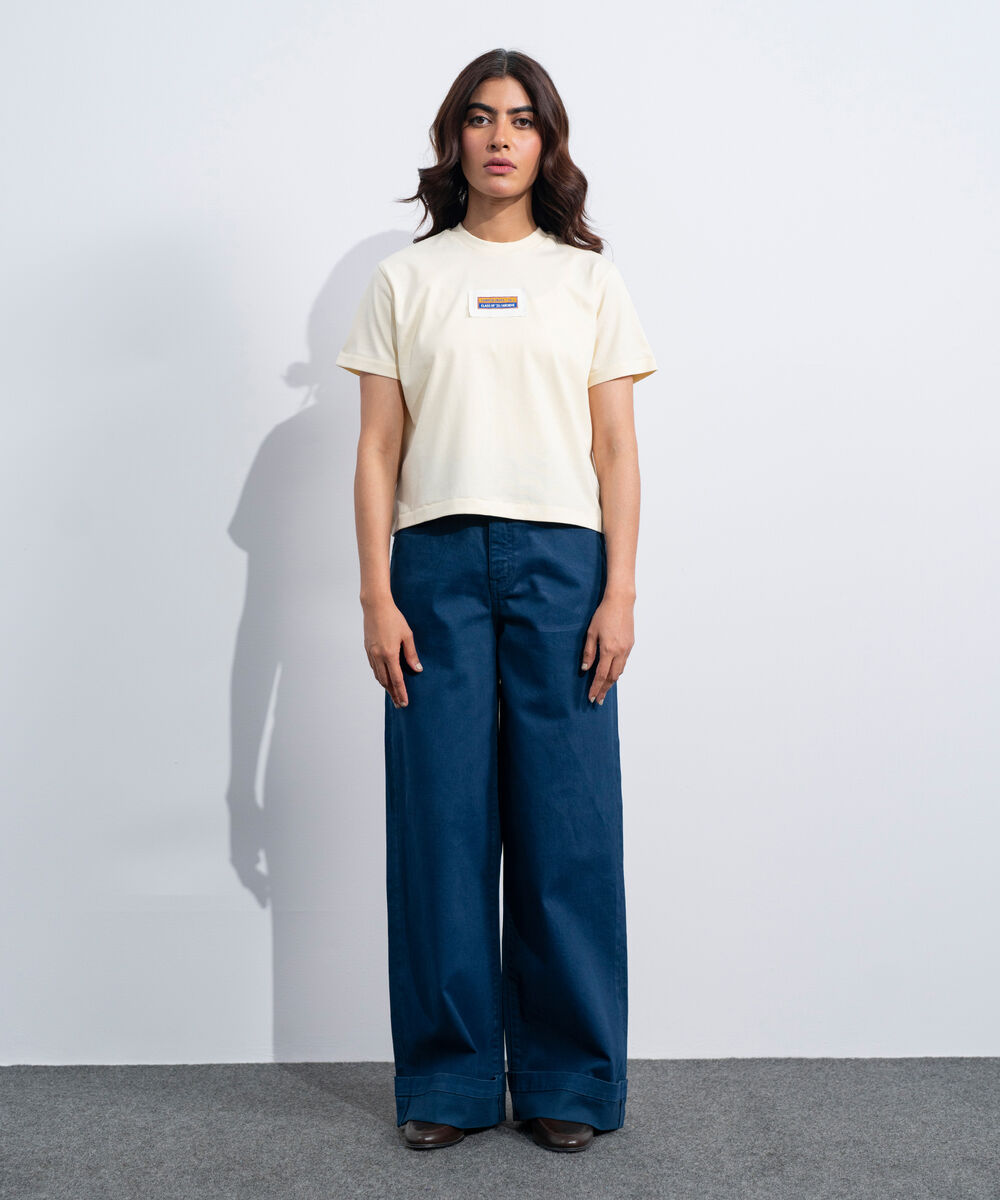 Women's Western Butter Yellow Graphic T-Shirt In Mercerized Cotton Jersey