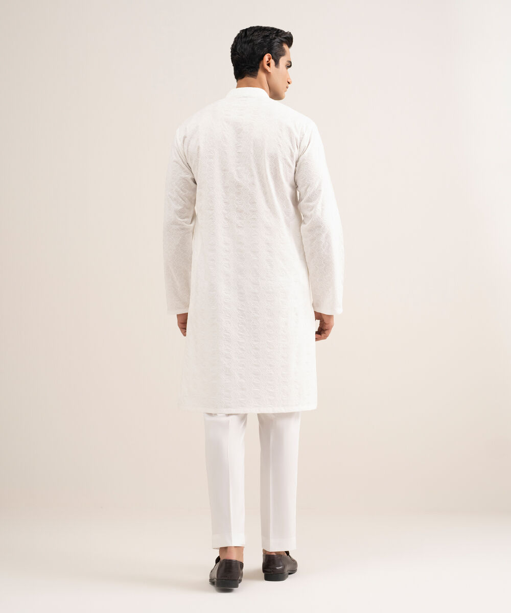 Men'S Stitched Off White Premium Cotton Suit