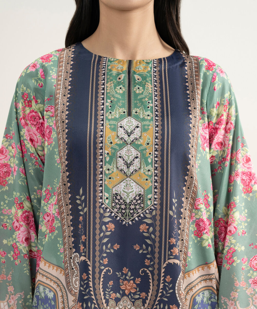 Women's RTW Blended Grip Silk Printed 3 Piece Suit