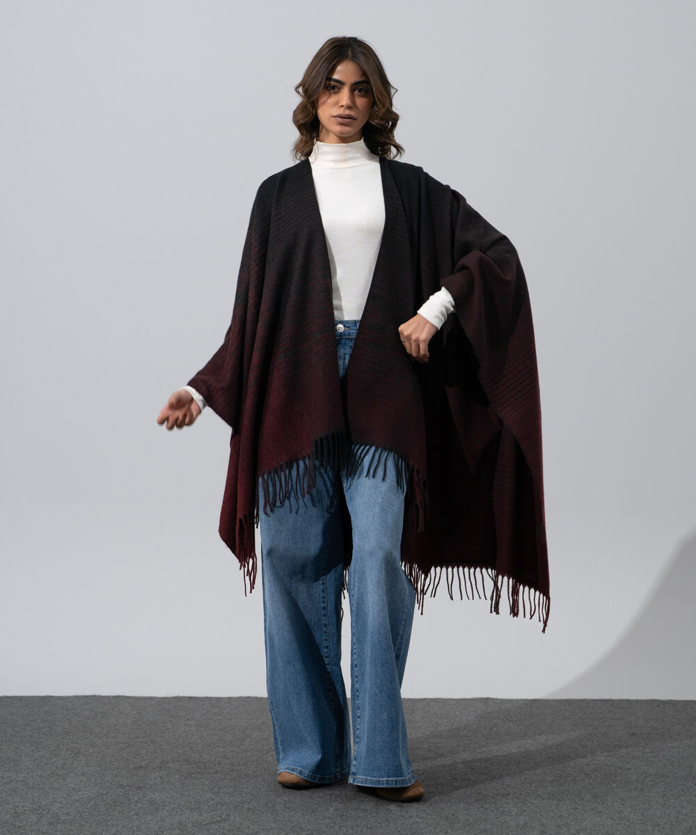 Women's Western Wear Merlot Polyester Cape Shawl