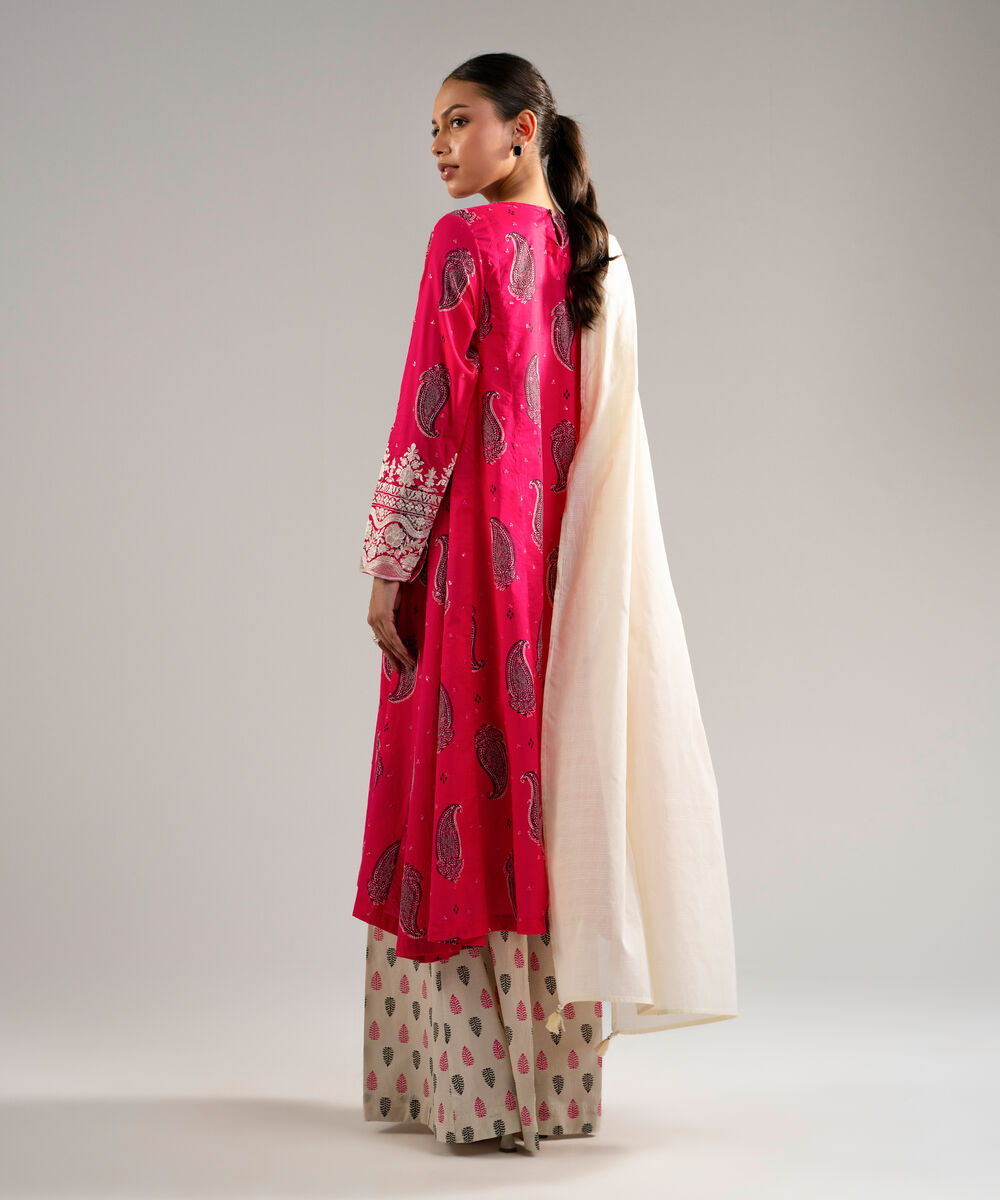 Women's RTW Lawn Embroidered Pink 3 Piece Suit